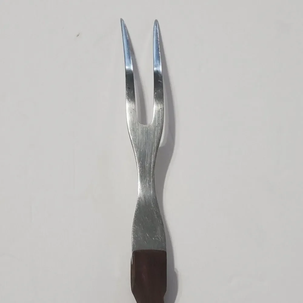 Cutco Carving Turning Fork No 27 Brown Wood Handle Made in USA - Picture 9 of 14